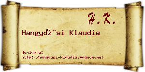 Hangyási Klaudia névjegykártya